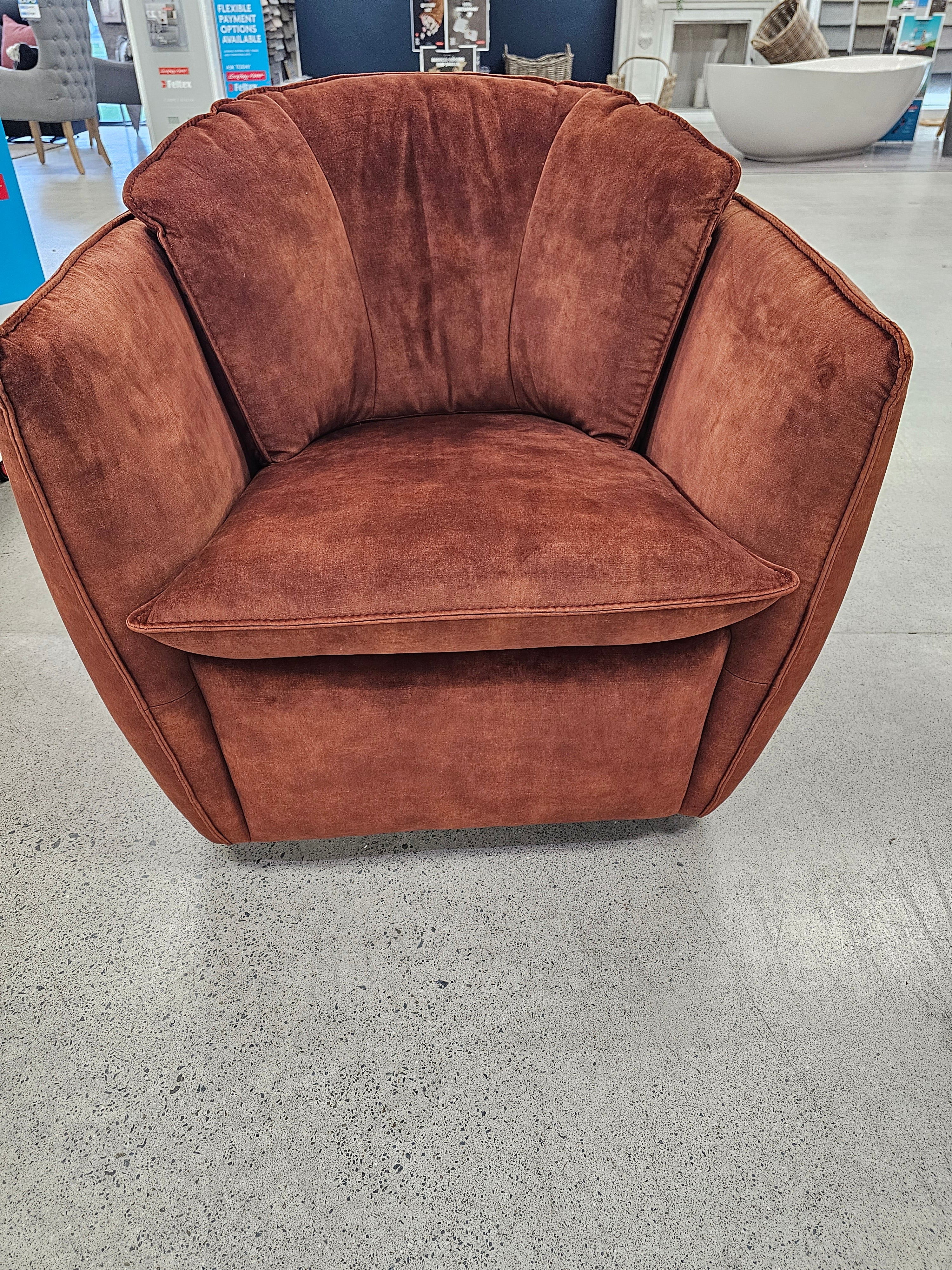 Orange velvet tub discount chair