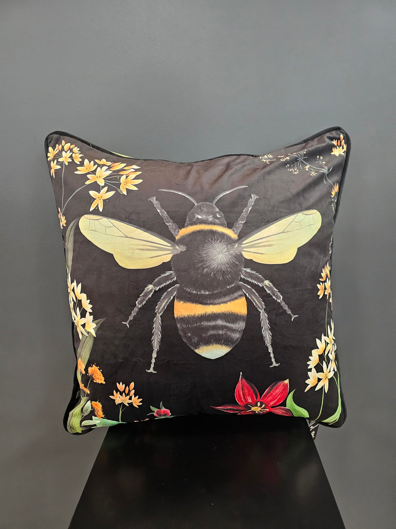 Wildflower Bee Velvet Cushion