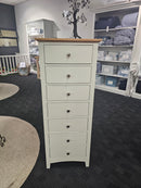 Jessica 7 Drawer Tallboy  Oak Top