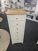 Jessica 7 Drawer Tallboy  Oak Top