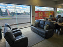 Ainsley Leather Lounge Suite Graphite Electric