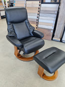 Angelo Recliner with  Footstool Black