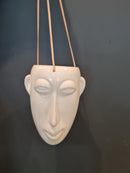 Hanging Mask Pot Plant Holder Long White
