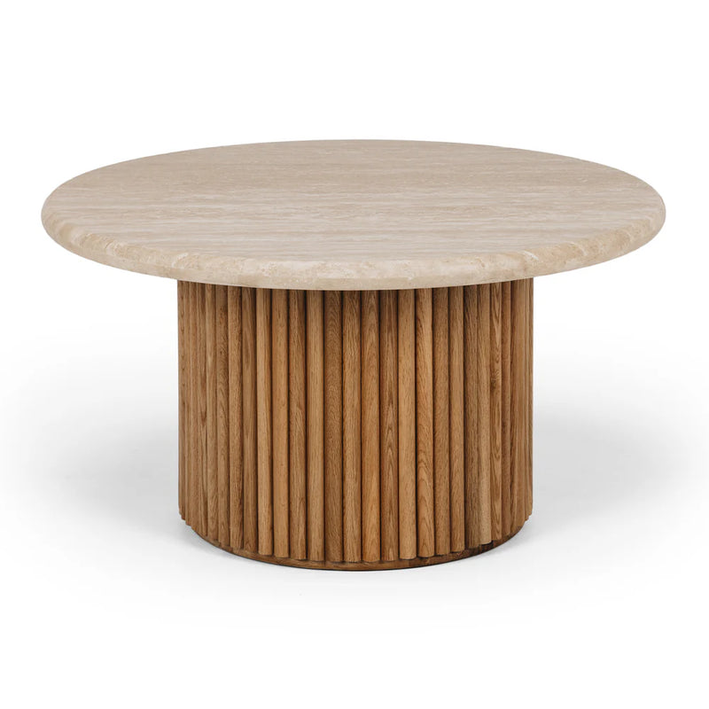 Rho Travertine Top Coffee Table