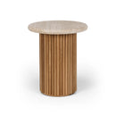 Rho Travertine Top Side Table 50rd