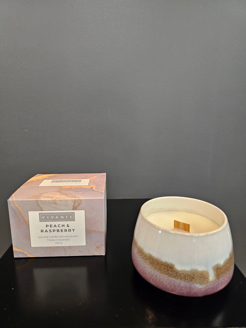 Peach & Raspberry Ceramic Candle