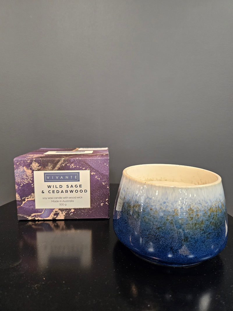 Wild Sage & Cederwood Ceramic Candle