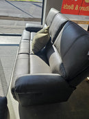 Ainsley Leather Lounge Suite Graphite Electric