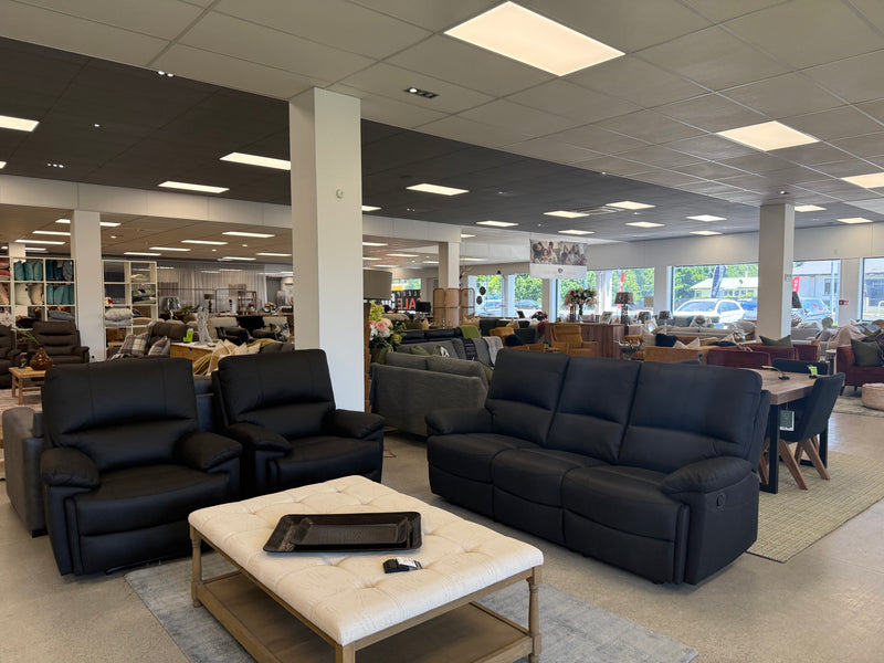 Ainsley 3+1+1 Manual Recliner Suite Black Super Suede