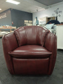 Shelly Swivel  Chair - Leather Burgundy