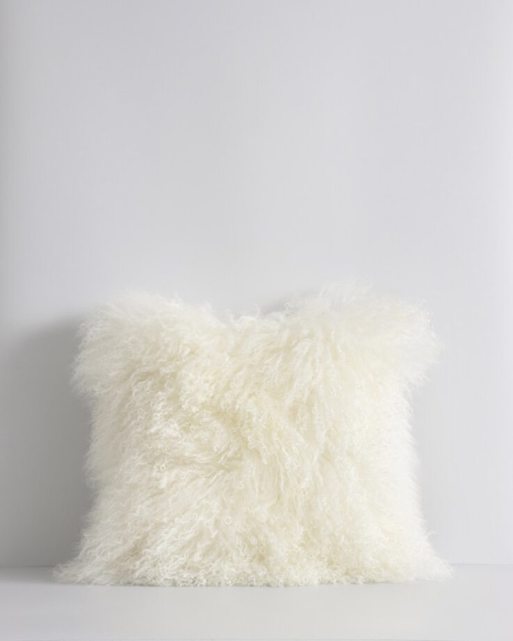 Meru Tibetan Lamb Cushion - Natural White