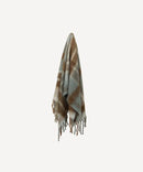 Blue Brown Plaid Tassel Throw