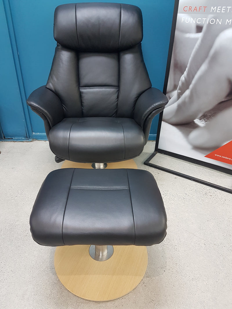 Alfredo  Recliner with Footstool Black