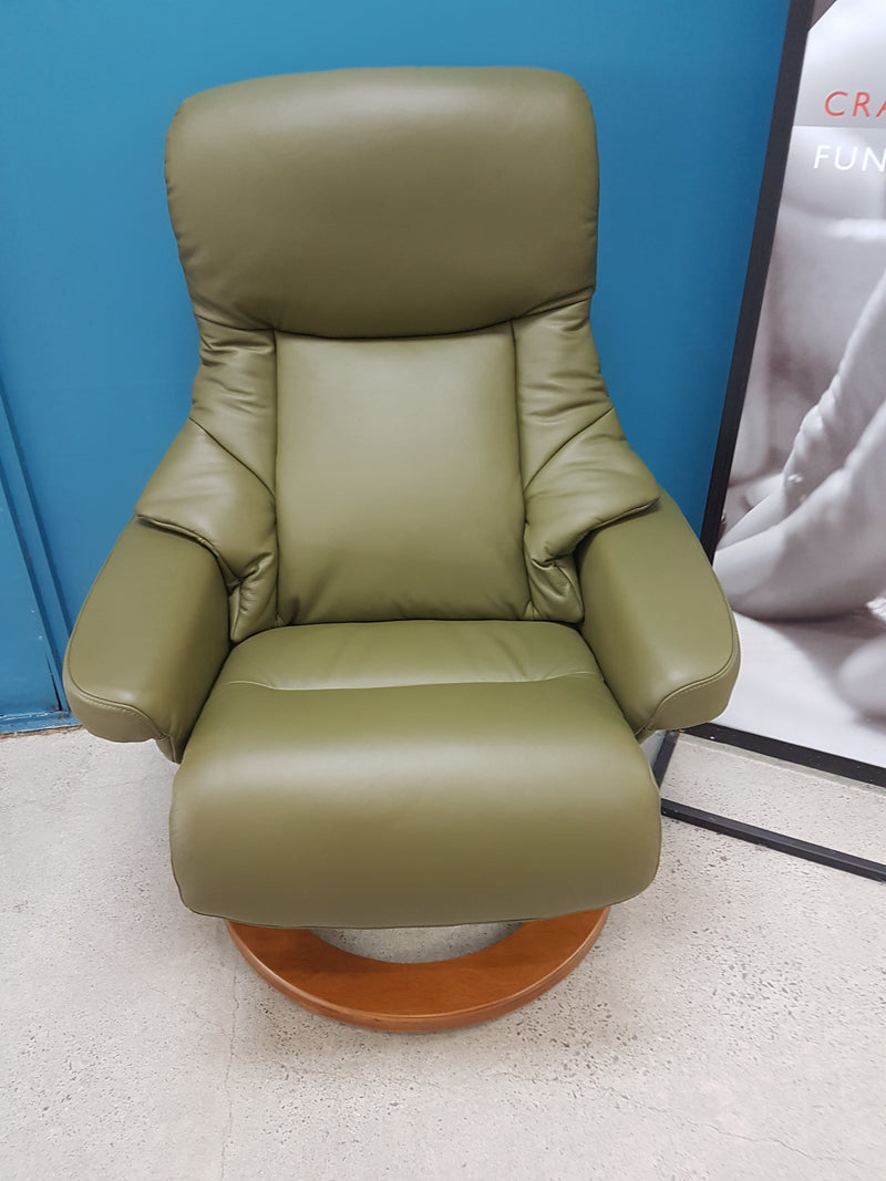 Angelo Recliner with  Footstool Olive Green