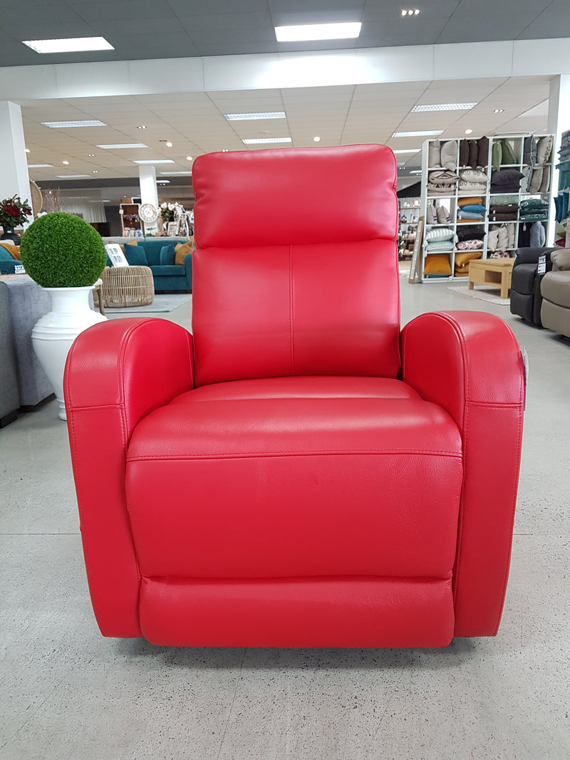 Lexi Leather Electric Recliner Chair-Red