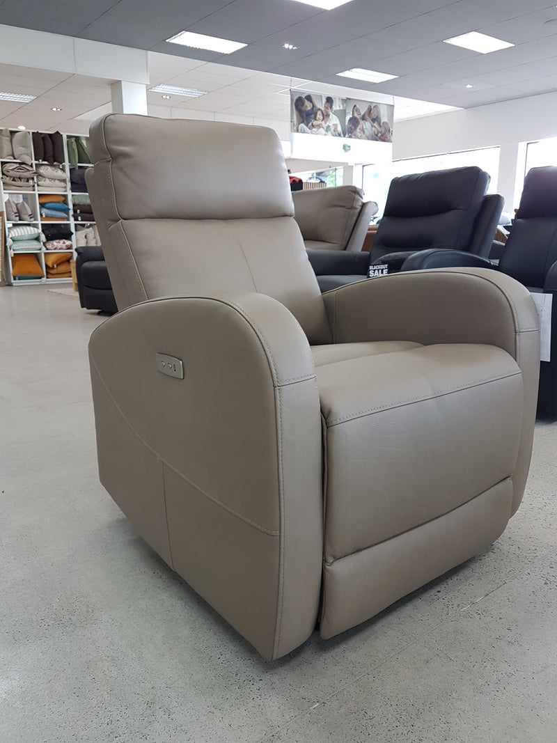 Lexi Leather Electric Recliner - Taupe