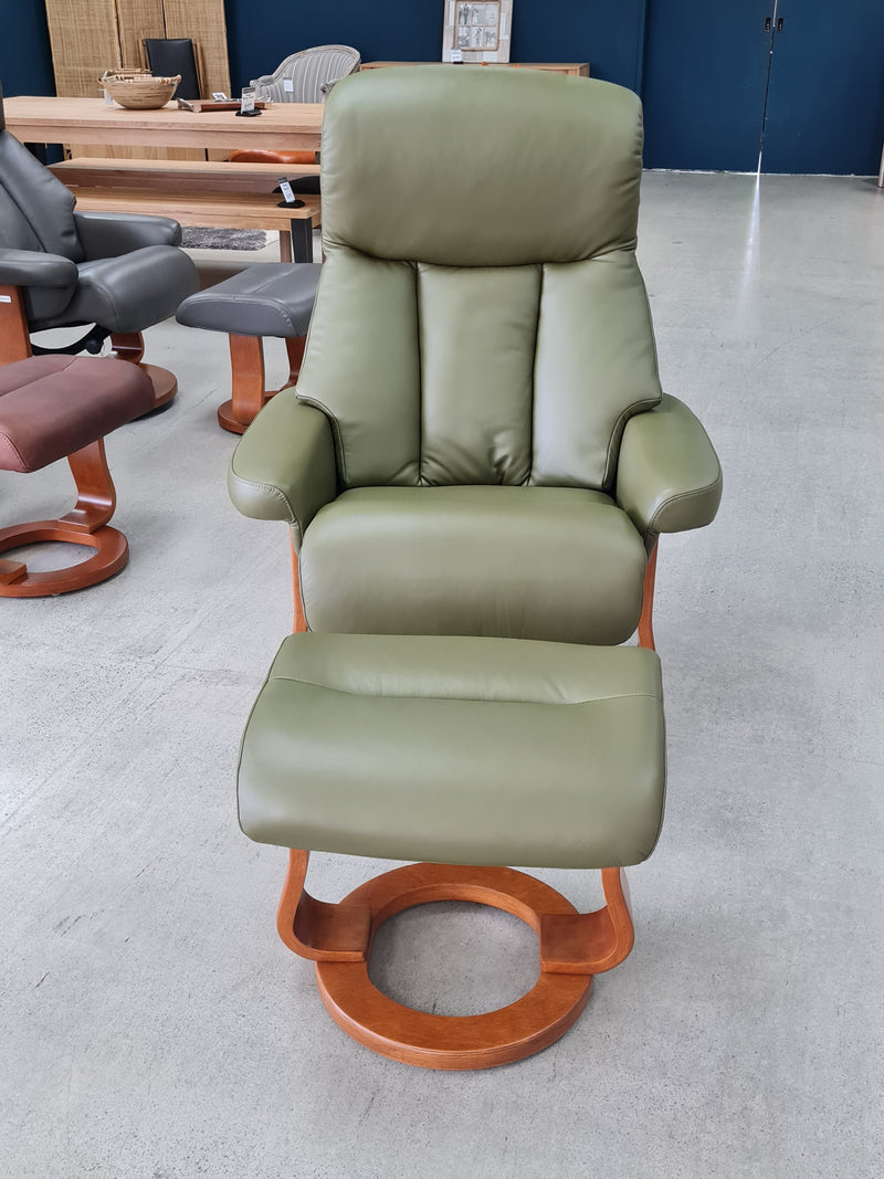 Bella  Recliner with Footstool Olive Green