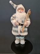 Santa with Grey/White stripe coat W/skis