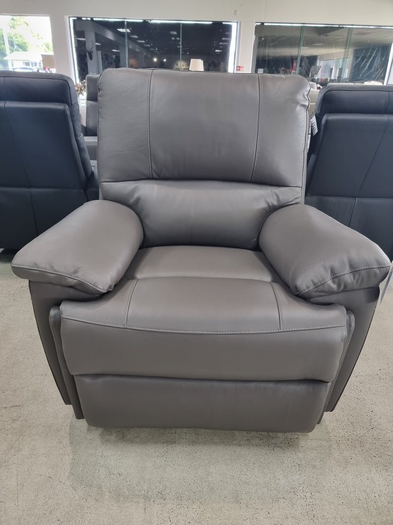 Ainsley Leather Recliner Grey Manual