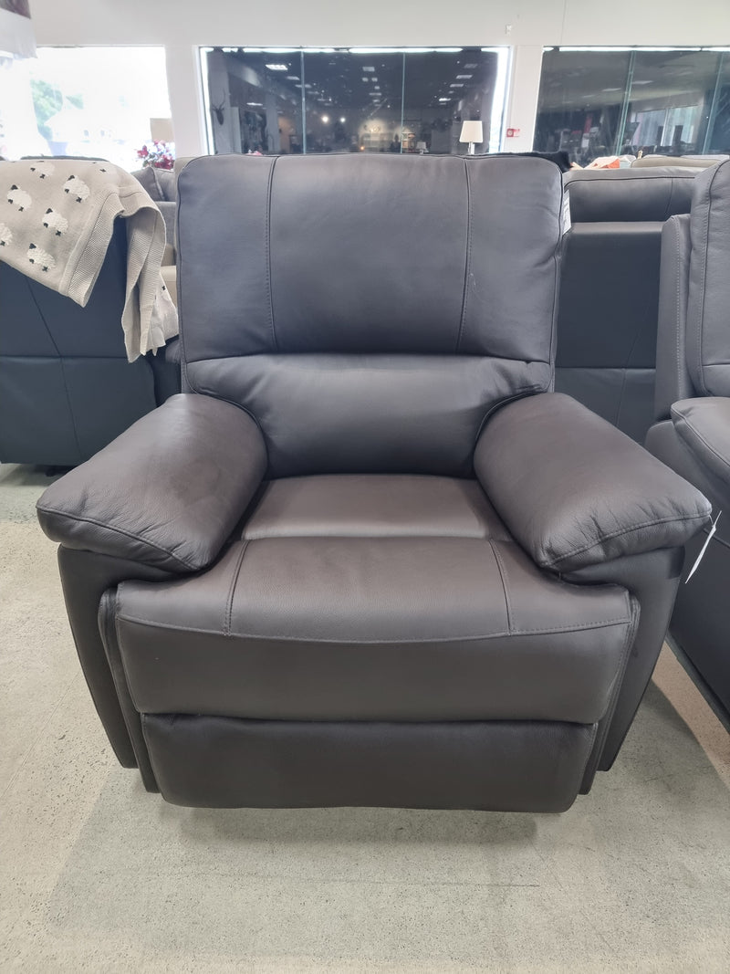 Ainsley Leather Recliner Chocolate Electric