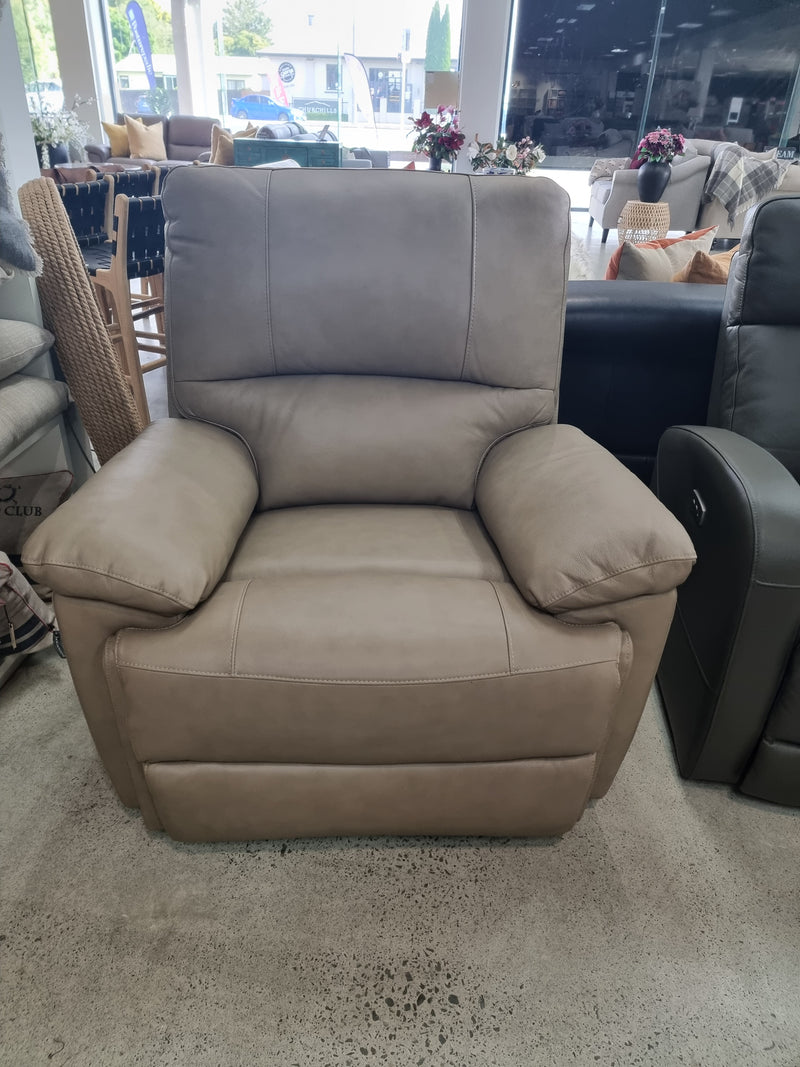 Ainsley Leather Recliner Taupe Electric