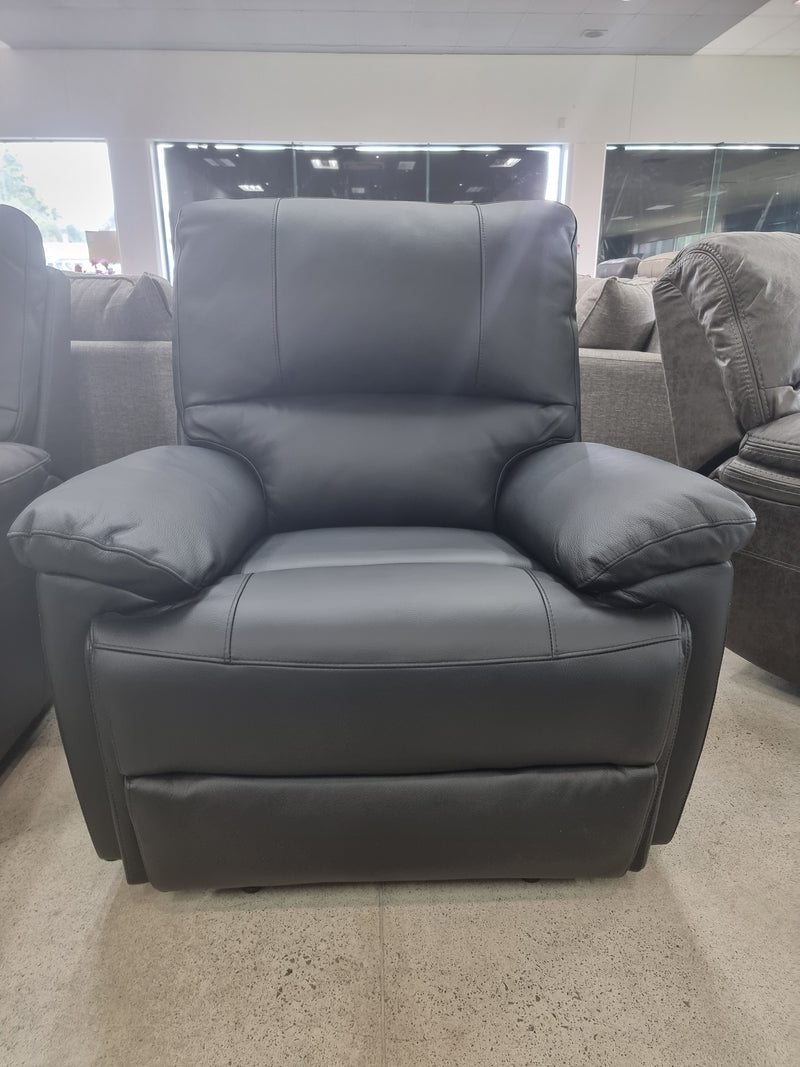 Ainsley Leather Recliner Black Electric