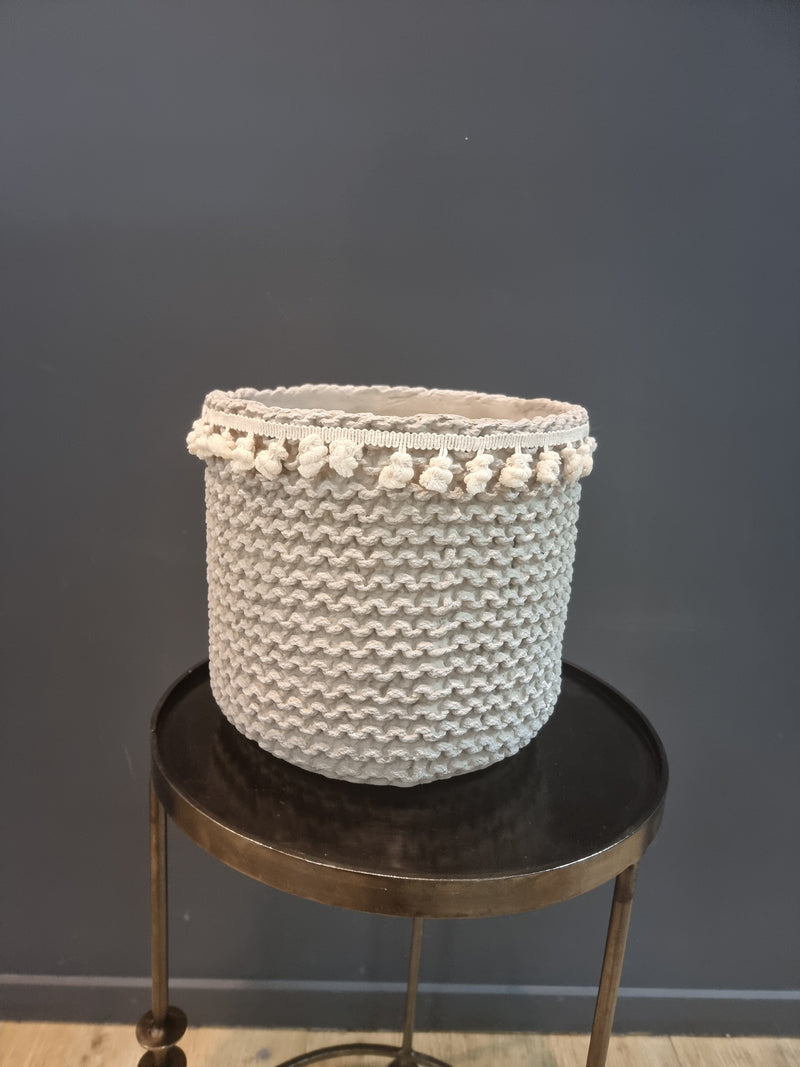 Tassel Cement Knit Look Planter