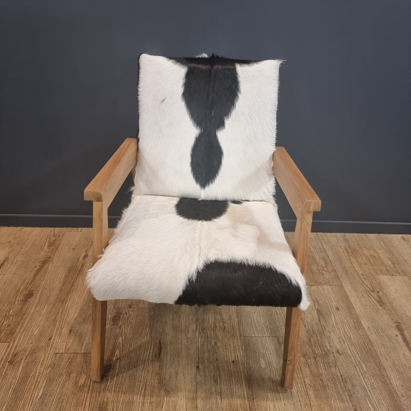 Unique Goat Skin Chair & Stool Black/White