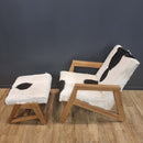 Unique Goat Skin Chair & Stool Black/White
