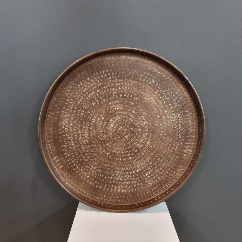 Round Beaten Tray - Antique Copper