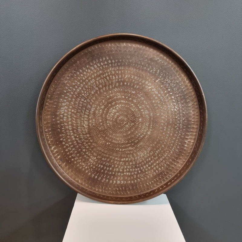 Round Beaten Tray - Antique Copper