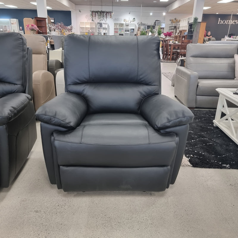 Ainsley Leather Recliner Black Manual