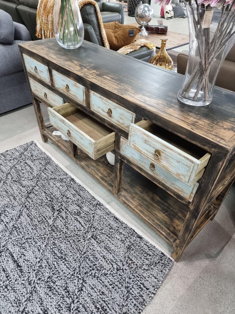 Casa 7 Drawer Side Table - Shabby Chic