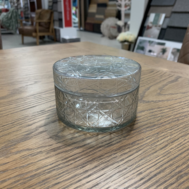 Round Cut Glass Canister with lid