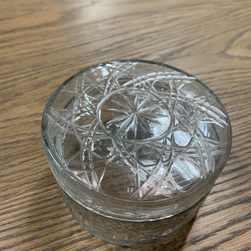Round Cut Glass Canister with lid