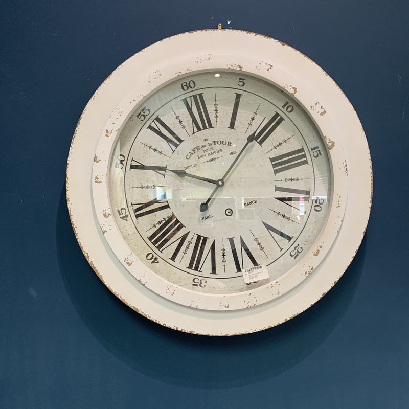 Distressed White Clock