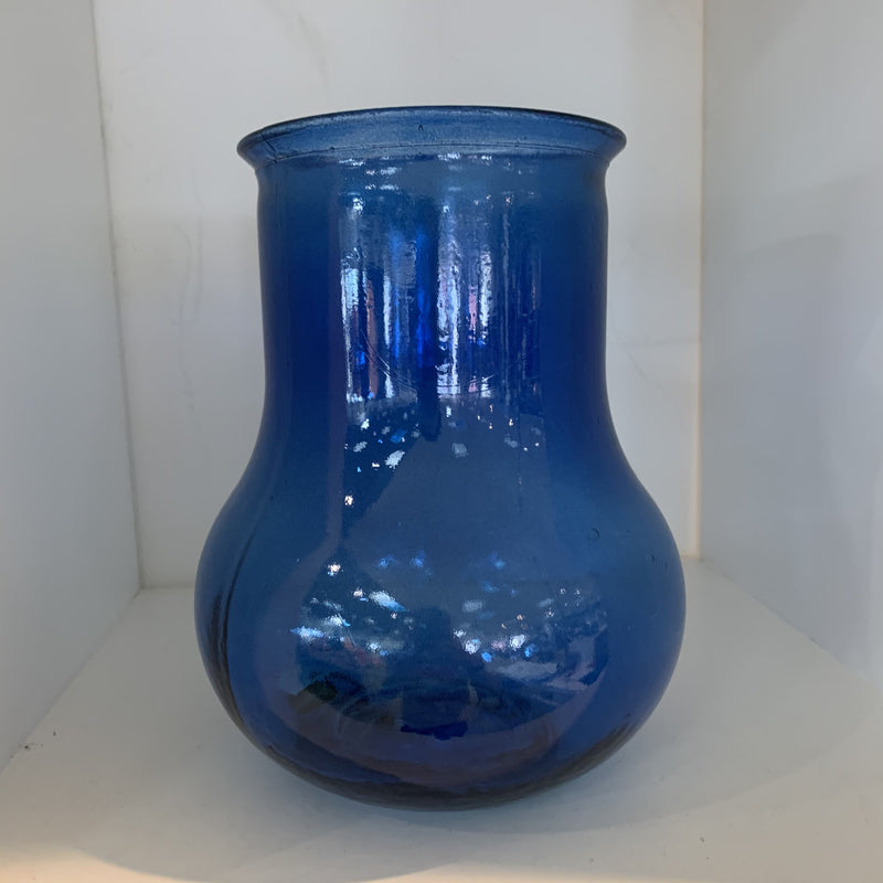 Recycled blue glass vase