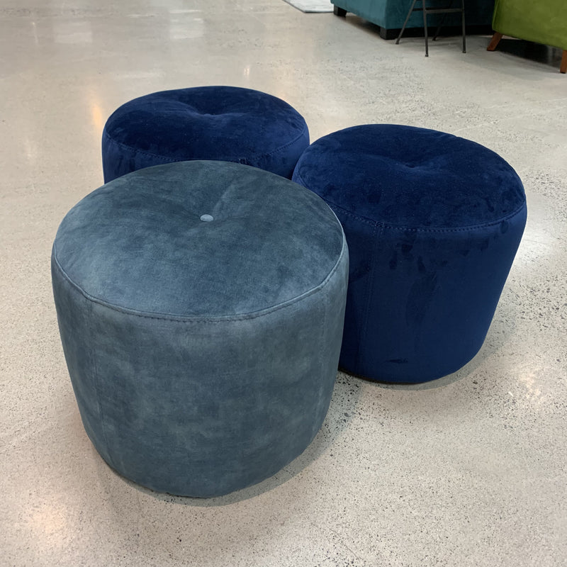 Footstool - denim blue velvet